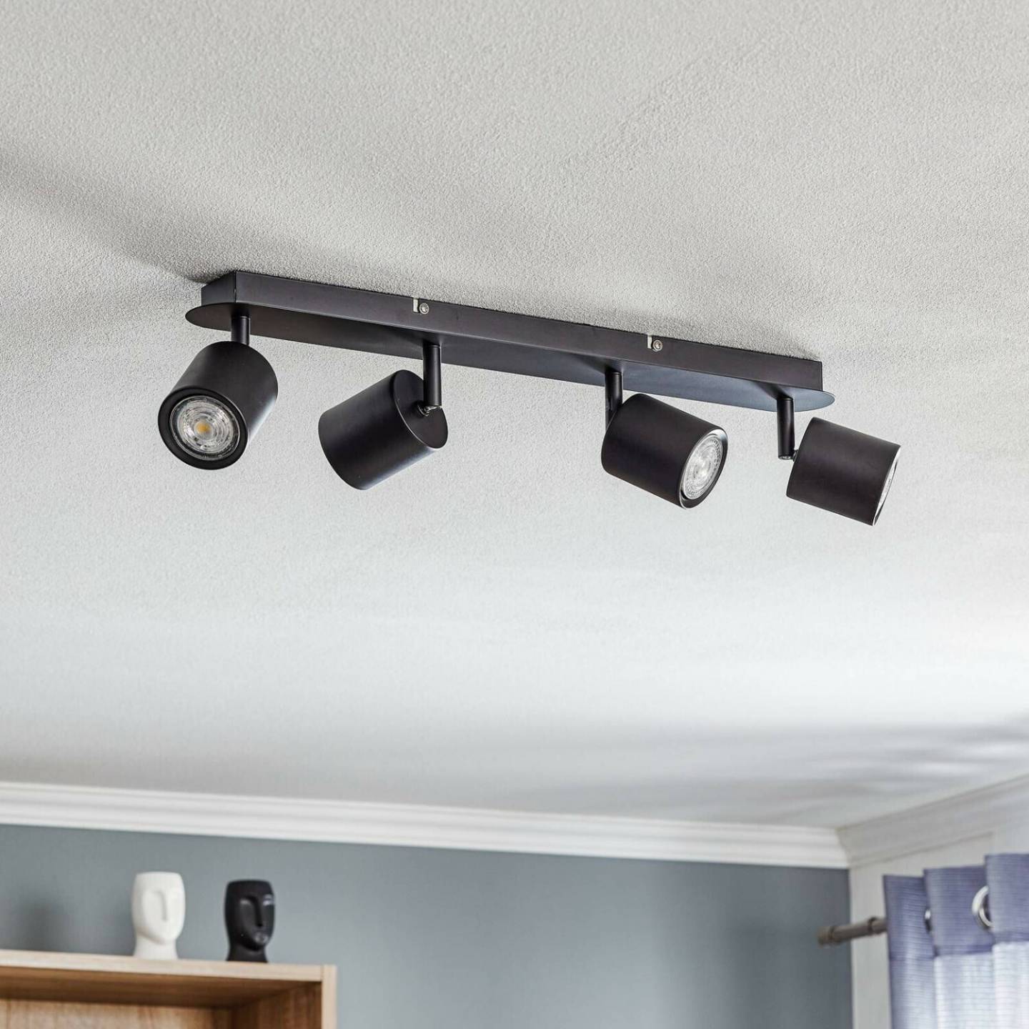 Ceiling spotlight Modo made of metal, black four-flame Lampade & Lampadari